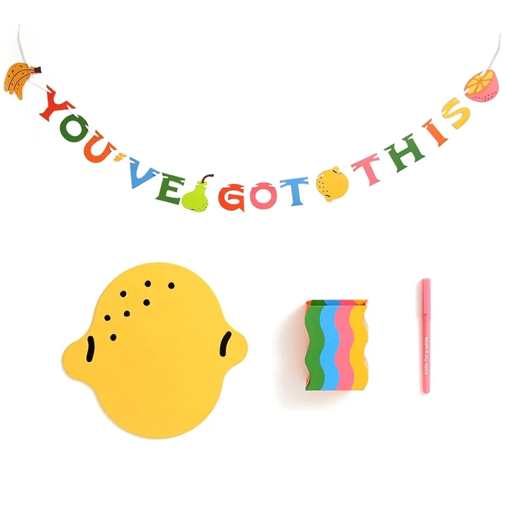 Ban.do Decorate Your Desk Set Colorful Cubicle Decor Citrus Fruit Rainbow Stripe